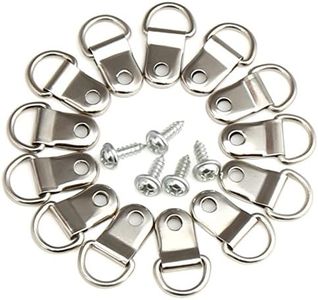 H&S Small D Rings Frame Hooks for Picture Hanging - 80 Pieces D Ring Picture Hangers for Frames and Canvas - Stainless Steel Frame Bracket Hanger with 80 Screws for Hard Walls