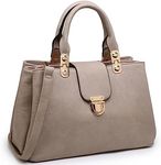 Dasein Women Satchel Handbags Top Handle Purse Medium Tote Bag Vegan Leather Shoulder Bag Stone