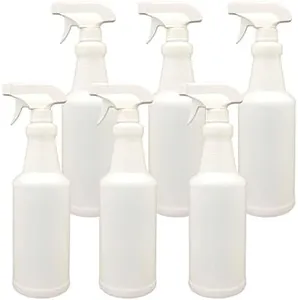MOEHAIR spray bottles for cleaning solutions 32 Oz | Empty Heavy duty water spray bottle | Plastic | Adjustable Nozzle | Mist & Stream Sprayers for kitchen, plant, salon, chemical spray | Pack of 6
