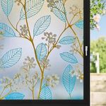 MOCOCO Premium Privacy Window Film Vinyl Frosted Self Adhesive Glass Film Decorative Window Stickers for Home Office Bathroom Kitchen Living Room - Sapphire Blue