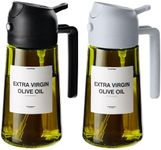 TrendPlain - Original 16oz/470ml Olive Oil Dispenser Bottle for Kitchen Gadgets and Air Fryer Accessories - Olive Oil Sprayer for Cooking w/Stickers - Black&Ash