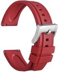 WOCCI 20mm Hevea Watch Strap, FKM Rubber (Not Silicone), Quick Release Replacement Band for Men, Silver Buckle (Red)