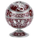 Vintage Windproof Ashtray, Windproof Wine Red Globe Ashtray Ball Dragon Shape Metal Ashtray with Lid for Home Office Outdoor Balcony Dragon Shape Metal Ashtray with Lid Home Decoration Crafts