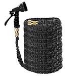 Ram® 100FT Black Expandable Garden Hose Pipe Flexible Garden Lawn Hose With 7 Dial Spray Nozzle