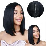 Samyak Women and Girls Full Head Synthetic Short Bob Style Cosplay Party Replacement Hair Wig, Natural Black,M7