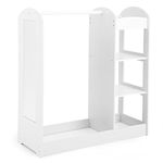 GYMAX Kids Dress up Storage, Wooden Children Wardrobe with Mirror, Clothes Rail and 4-Tier Shelves, Toddlers Closet for Girls Boys Bedroom (White)