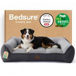 Bedsure XL Orthopedic Dog Beds Large - 114x81cm Extra Thick Supportive Dogs Sofa with Waterproof Washable Cover, Extra Large Pet Bed Sofa with Soft Plush Sherpa and Nonskid Bottom, Dark Grey