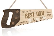 AUIAU Best Dad Wood Plaque Father Grandpa Birthday Gift from Kids Father’s Day Hanging Wooden Sign Presents for Dads Birthday Step Dad Grandfather Wooden You’re the Best Dad Living Room Decor