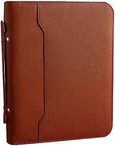 Zippered Portfolio Organizer, Leather Padfolio Binder, Professional Business Binder, Organizer for/Document (Brown)