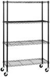 Amazon Basics 4-Shelf Adjustable, Heavy Duty Storage Shelving Unit on 2.9'' Wheel Casters, Metal Organizer Wire Rack, Black (36L x 14W x 57.75H)