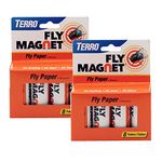 TERRO T518SR Magnet Sticky Fly Paper 16 Total Traps, 2 Pack, Brown