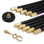 Drain Rods for Outside Drain Flexible - 12 Pcs / 9.2 Meter Indoor & Outdoor Drain Unblocker with Heavy Duty Rubber Plunger & Double Worm Screw | ‎Polypropylene - Metal