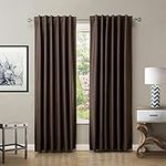 ChadMade Back Tab/Rod Pocket Chocolate 52Wx108L Inch (Set of 2 Panels) Solid Thermal Insulated Blackout Curtain Drape