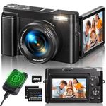 Digital Camera 4K, 48MP 16X Autofocus Digital Zoom Photo Camera, 3 Inch 180° Flip LCD Screen Compact Vlog Camera with Charging Station, 2 * 800 mAh Batteries, 32GB Card for Beginners, Children