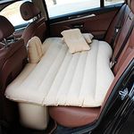 shophere Polyester Raf Car Travel Inflatable Car Bed Mattress With Two Air Pillows, Car Air Pump (Cream, Small, Beige)