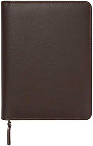 C.R. Gibson Zipper Leatherette Journal with Full Metal Zipper Closure & Tassel Pull, Refillable - Brown