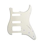 Musiclily Pro 11-Hole Round Corner HSS Guitar Strat Pickguard for USA/Mexican Stratocaster 3-screw Humbucking Mounting Open Pickup, 3Ply Cream