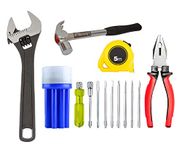 GIZMO Hand Tools, Hand Tools Set, 8Pc Screwdriver Set, Steel Hammer 1/2 Inch, Combination Plier, Adjustable Wrench & Measuring Tape.