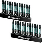 Facoow 2" Long 24 Pack T30 Torx Bit Set with Magnetic Tips, Star Bits, S2 Alloy Steel Impact Torque Set