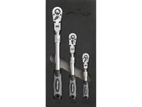 Neilsen 3PC EXTENDABLE Telescopic Ratchet Set 1/4, 3/8, 1/2 DR 72T Reversible Quick Release Flexi Head