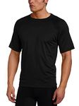 Kanu Surf Men's Solid Rashguard UPF 50+ Swim Tee, Black, Large