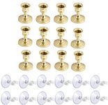 12 Packs Gold Candles Holder with World's Strongest Suction Cups Set Decorations,Taper Candles Candlestick Bulk for Wedding/Table/Window/Halloween/Christmas Decor Decorative