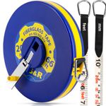 S&R Tape Measure Open Reel Surveyors Fibreglass 20 m/ 66 Ft INCH and Metric, twice marked, Width 13 mm