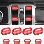 Fits for JL Jeep 4 PCS Upgrade Window Switch Button Cover Compatible with Jeep Wrangler JL JLU 2024 2023 2022 2021 2020 2019 2018 & Gladiator JT 2020-2024 Interior Accessories(Bright Red)