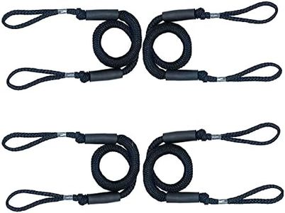 4 Pack Bungee Boat Dock Lines Mooring Rope Boat Accessories Docking Lines for Boats Kayak, Jet Ski, Pontoon, Canoe, Power Boat WaveRunner