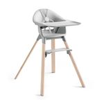 Stokke Clikk High Chair - Portable Baby Highchair with Tray, Footrest & Harness - Easy Tool-Free Assembly for Home & Travel, 6 Months to 3 Years, Cloud Grey