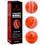 ONEGlobal Premium Windball Soft Cricket Ball | Durable, Colour Seam, Realistic Bounce & Swing | Wind Ball Cricket Ball for Indoor & Outdoor Coaching, Practice, Garden & Beach (3Pack - ORANGE)