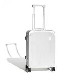 ICON The Transit Vintage Cabin Polycarbonate Hardsided Luggage| Ultra Light Weight 8 Spinner Wheel | Aluminium Magnesium Alloy Luggage Hardsided Suitcase |Silver|,H-55Cm