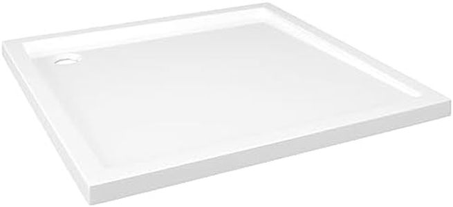 vidaXL Square ABS Shower Base Tray Home Shower Receptacle Hotel Bathroom Low Threshold Resistant Anti Slip Furniture Fiberglass White