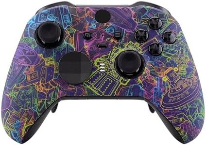 eXtremeRate Neon Novel Patterned Faceplate Cover, Soft Touch Front Housing Shell Case Replacement Kit for Xbox One Elite Series 2 Controller Model 1797 - Thumbstick Accent Rings Included