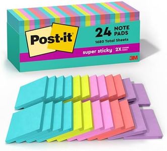 Post-it Super Sticky Notes, 3x3 in, 24 Pads, 2x the Sticking Power, Supernova Neons, Bright Colors, Recyclable