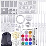 Augshy 83 Pieces Resin Jewelry Casting Molds Silicone Pendant Earrings Molds Jewelry Craft Starter Making Kit