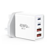 USB C Plug Fast Charge, 40W 4-Port USB C Fast Charger Plug,Dual Port PD Power Adapter + QC Wall Charger,Type C Wall Plug for iPhone 15/14/13/12/11 Pro Max/SE/XS/XR/8/SE, iPad, Samsung Galaxy S24/S23