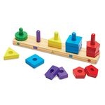 Melissa & Doug Stack and Sort Board (Wooden Educational Toy With 15 Solid Wood Pieces)