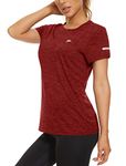 KEFITEVD Women's Workout Running T-Shirt Ladies Activewear Yoga Gym Short Sleeve Tops Sports Shirts Soft,Dark Orange,L