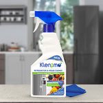 Klenzmo Refrigerator & Veggie Cleaner & Deodorizer with Scratch Proof Microfiber Cloth | Cleaning Liquid Spray For Fridge/Freeze/Freezer Inside | Tough Stains, Smudges & Grease Remover | 500 ml