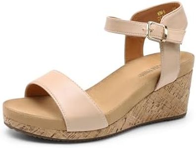 DREAM PAIRS Women's Nude Pu Open Toe Buckle Ankle Strap Platform Wedge Sandals Size 11 M US Nini-8