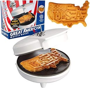 Great American USA Waffle Maker- Make Giant 7.5" Patriotic Waffles or Pancakes w Pride- Electric Nonstick Waffler Iron- America Spirit Party, Breakfast, Brunch Baker with Recipe Guide, Trump Gift