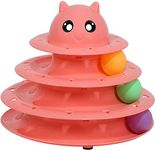 emily pets Cat Toy Roller 3-Level Turntable Cat Toy Balls with Three Colorful Balls Interactive Kitten Fun Mental Physical Exercise Puzzle Toys.