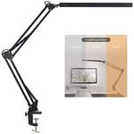 PSIVEN LED Architect Desk Lamp, Metal Swing Arm Dimmable Task Lamp, Eye Care Table Lamp with Clamp (3 Color Modes, 10-Level Dimmer, Memory Function) Highly Adjustable Office, Craft, Workbench Light