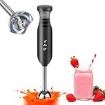 Hand Blender Stick Blender Immersion Blender Handheld, Electric Hand Blenders for Kitchen with Stainless Steel Blade Hand Mixer & Chopper for Making Baby Food, Soups, Sauce (300W, Black)