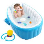 Locisne Baby Soft Foldable Travel Air Shower Bathtub, Children Inflatable Anti-Slippery Swimming Pool Basin Seat Baths Big Size(for 0-3 Years) + Air Pump