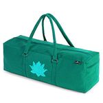 Yoga Studio Yoga Kit Bag – 71 x 23 x 18cm, Cotton Yoga Mat Bag with Storage Pockets, YKK Zip Fastening - Jade Green