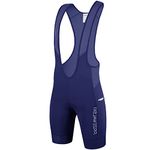 Przewalski Men's Cycling Bike Bib Short with Phone Pockets,4D Padded Breathable Biking Bicycle Bib Tights, Blue With Pockets, Medium