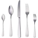 Amazon Basics 20-Piece Stainless Steel Flatware Set with Square Edge, Service for 4 Count, Silver