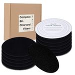 Perfnique Compost Bin Charcoal Filters, 12 Pack Filter Replacement for Compost Bucket, Kitchen Compost Bin Countertop Filters, Longer Lasting Activated Carbon Filters for Kitchen Pail Composter